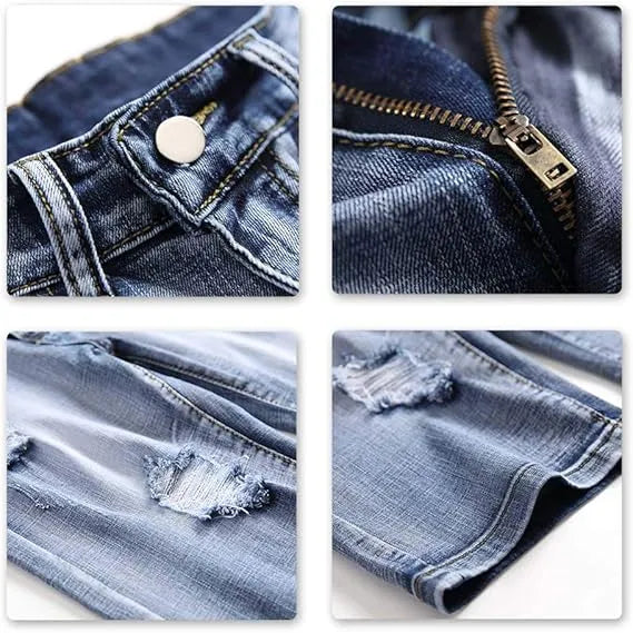 Men's Stretch Ripped Denim Cotton Comfort Shorts.