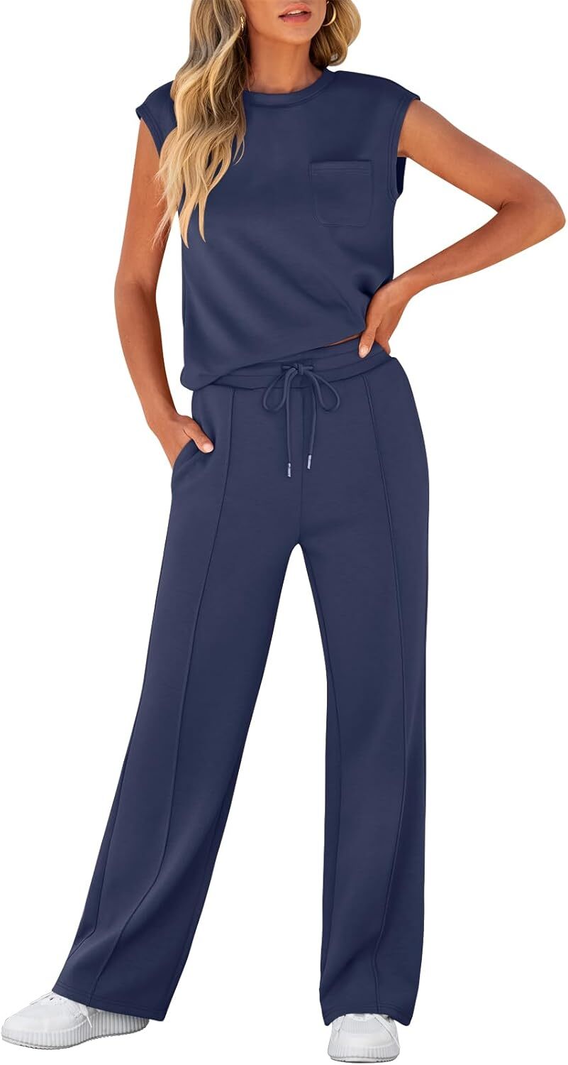 🔥Women 2 Piece Set Sleeveless Sweatsuit Tracksuit