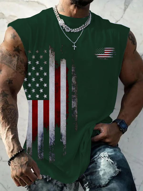 Independence Day Clearance⚡ -Men's Vintage Flag Print Tank Top