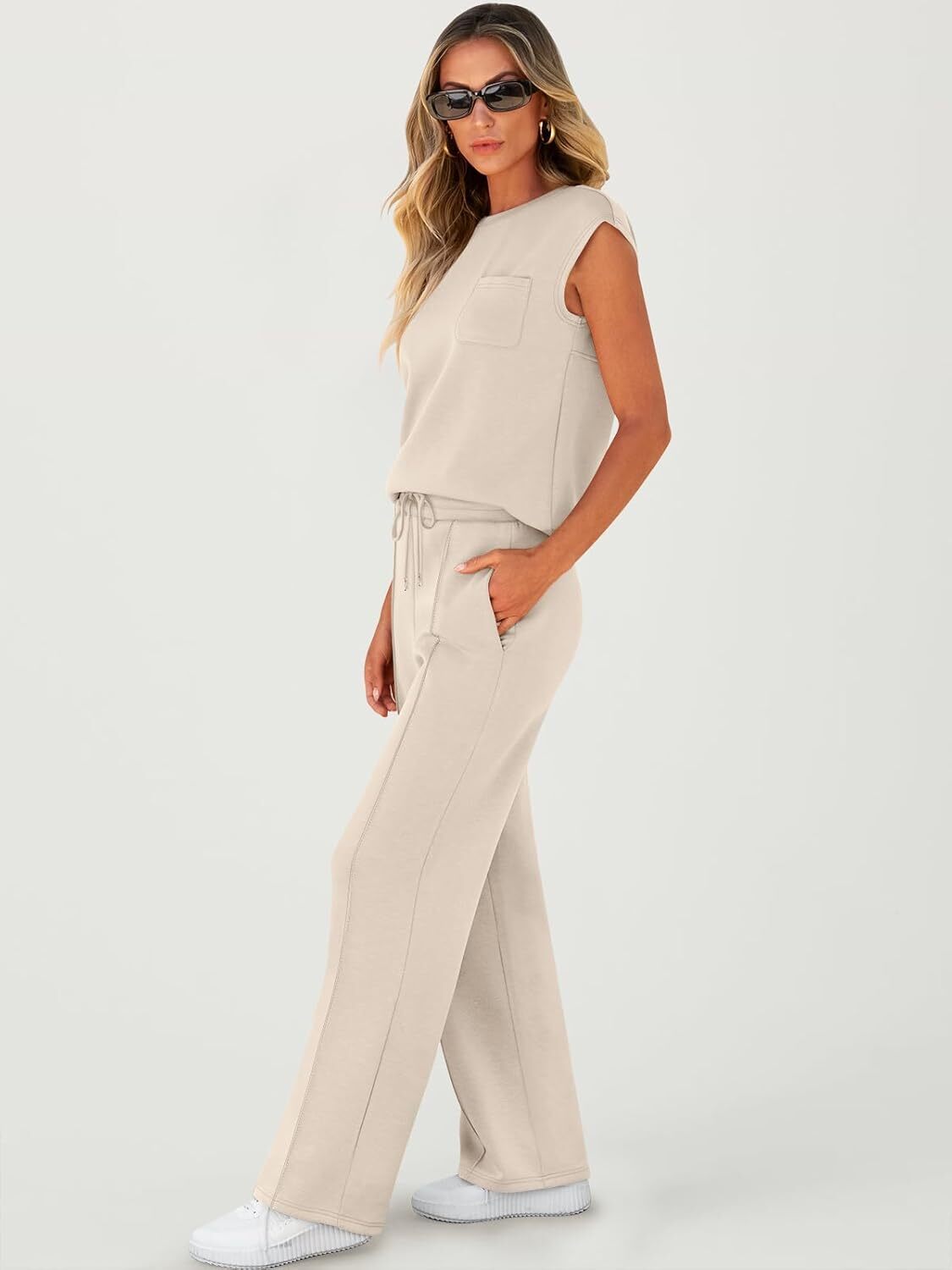 🔥Women 2 Piece Set Sleeveless Sweatsuit Tracksuit