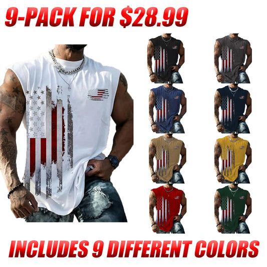 Independence Day Clearance⚡ -Men's Vintage Flag Print Tank Top
