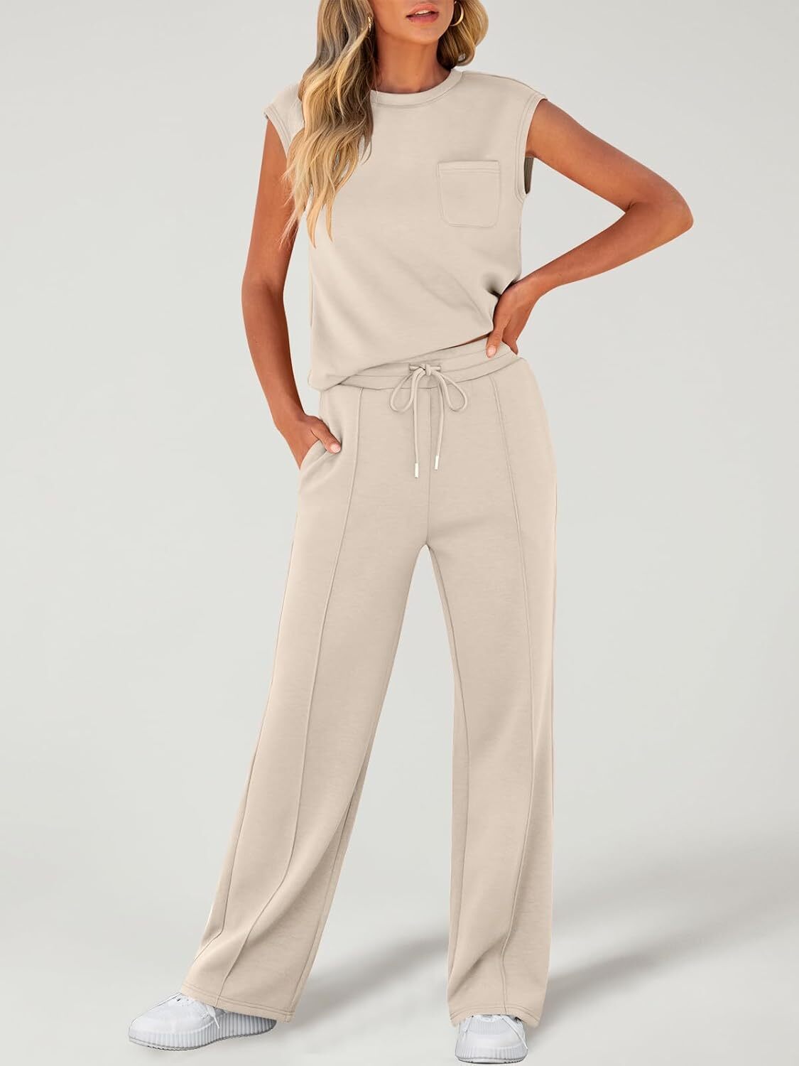 🔥Women 2 Piece Set Sleeveless Sweatsuit Tracksuit