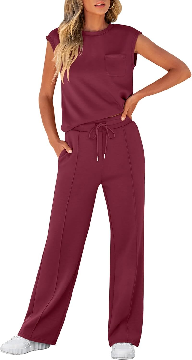 🔥Women 2 Piece Set Sleeveless Sweatsuit Tracksuit