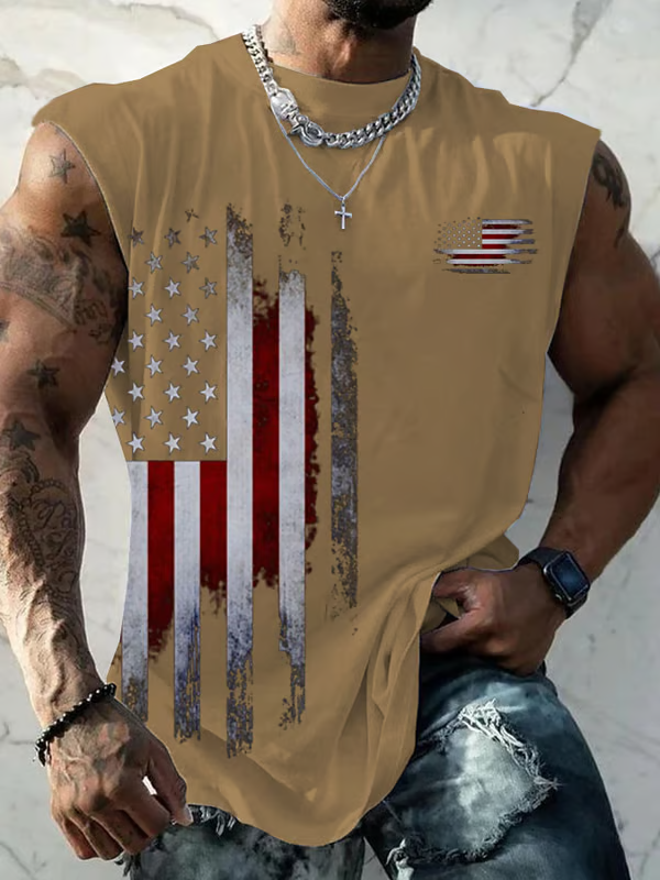 Independence Day Clearance⚡ -Men's Vintage Flag Print Tank Top
