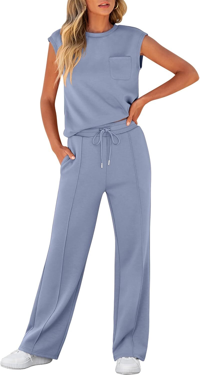 🔥Women 2 Piece Set Sleeveless Sweatsuit Tracksuit