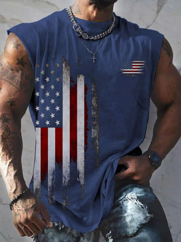 Independence Day Clearance⚡ -Men's Vintage Flag Print Tank Top