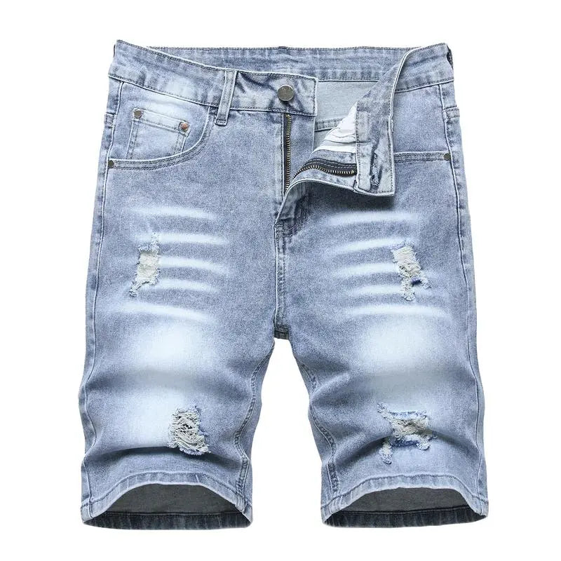 Men's Stretch Ripped Denim Cotton Comfort Shorts.