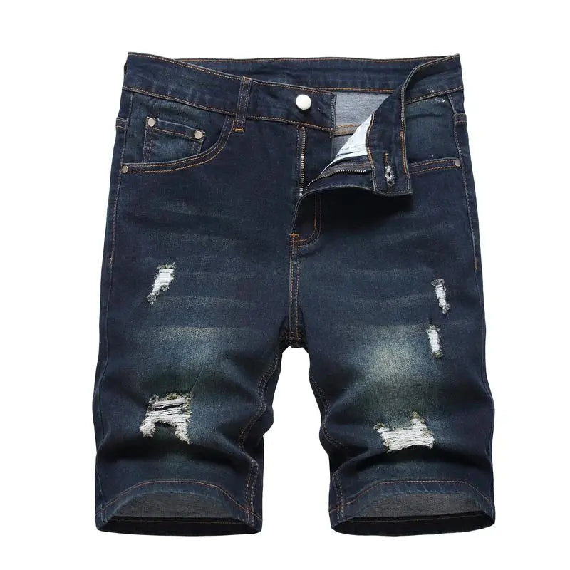 Men's Stretch Ripped Denim Cotton Comfort Shorts.