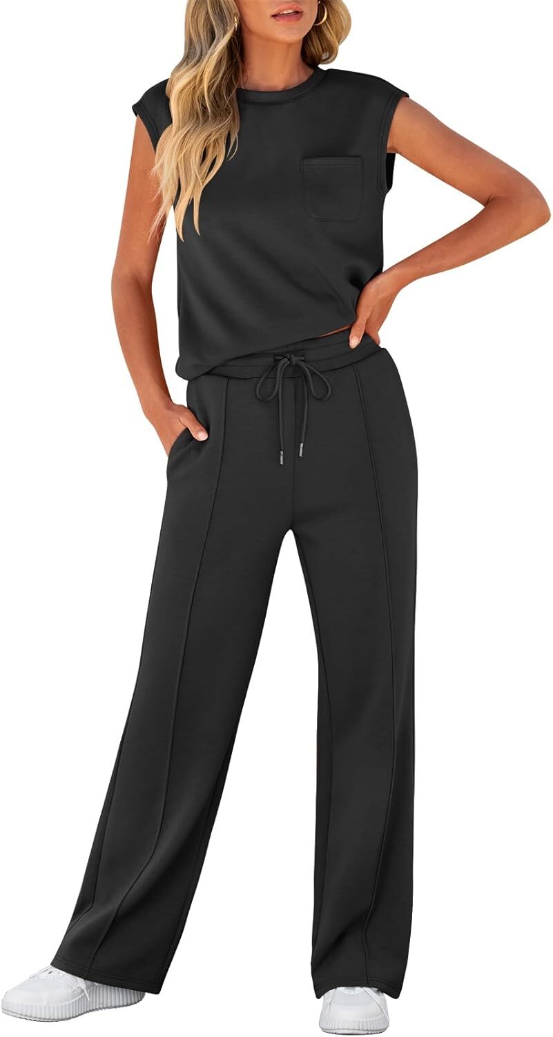🔥Women 2 Piece Set Sleeveless Sweatsuit Tracksuit