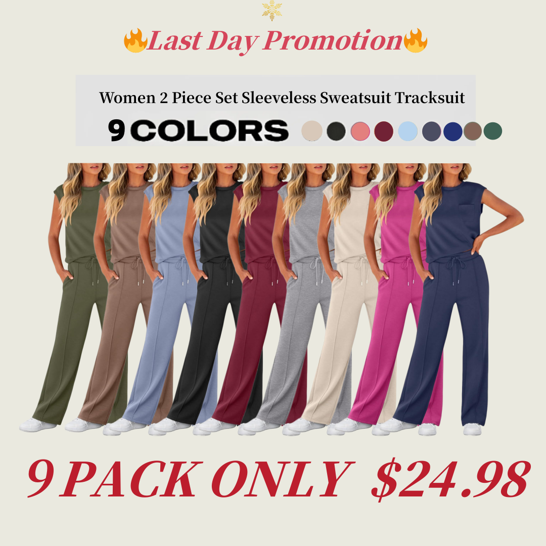 🔥Women 2 Piece Set Sleeveless Sweatsuit Tracksuit
