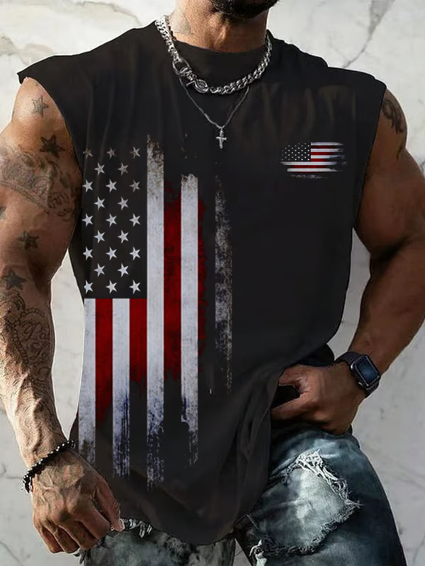Independence Day Clearance⚡ -Men's Vintage Flag Print Tank Top