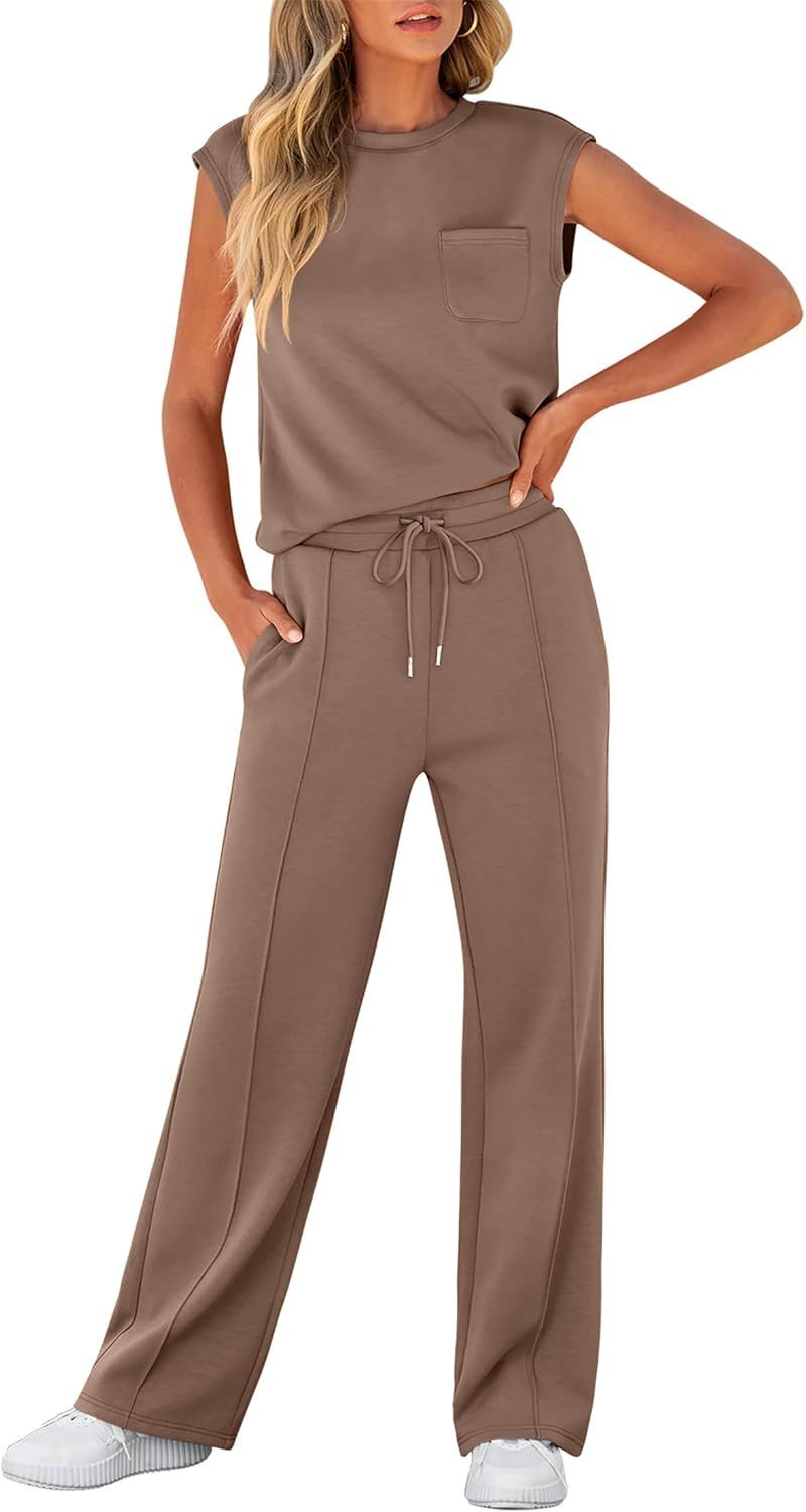 🔥Women 2 Piece Set Sleeveless Sweatsuit Tracksuit