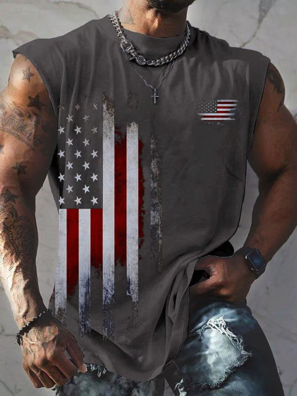 Independence Day Clearance⚡ -Men's Vintage Flag Print Tank Top