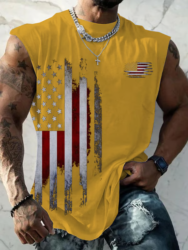 Independence Day Clearance⚡ -Men's Vintage Flag Print Tank Top