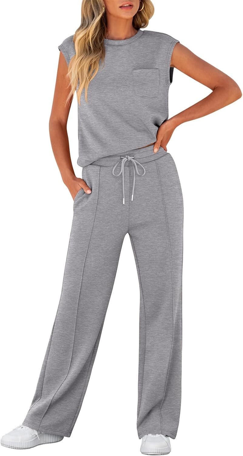 🔥Women 2 Piece Set Sleeveless Sweatsuit Tracksuit