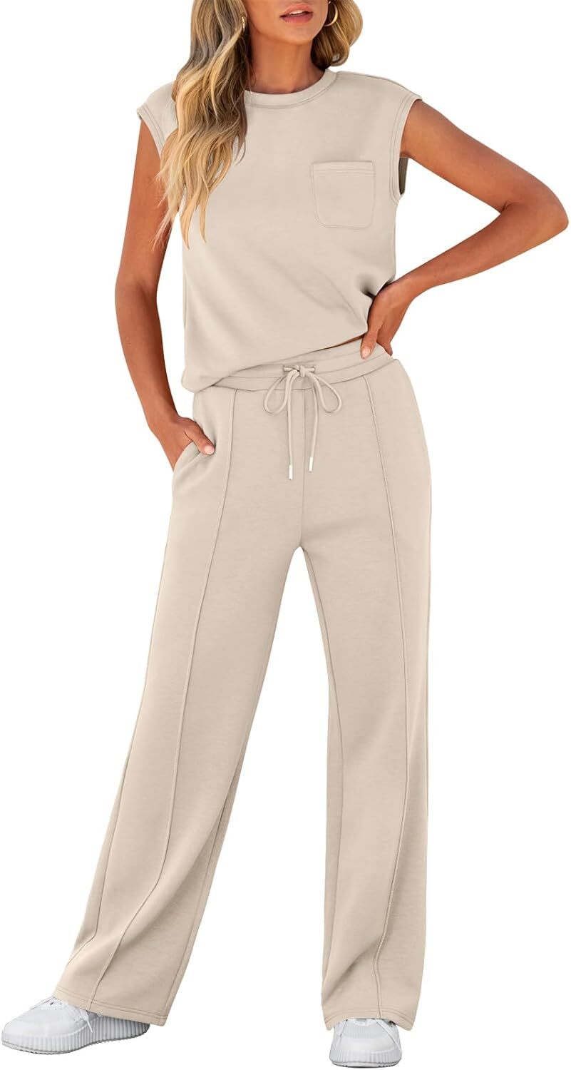 🔥Women 2 Piece Set Sleeveless Sweatsuit Tracksuit