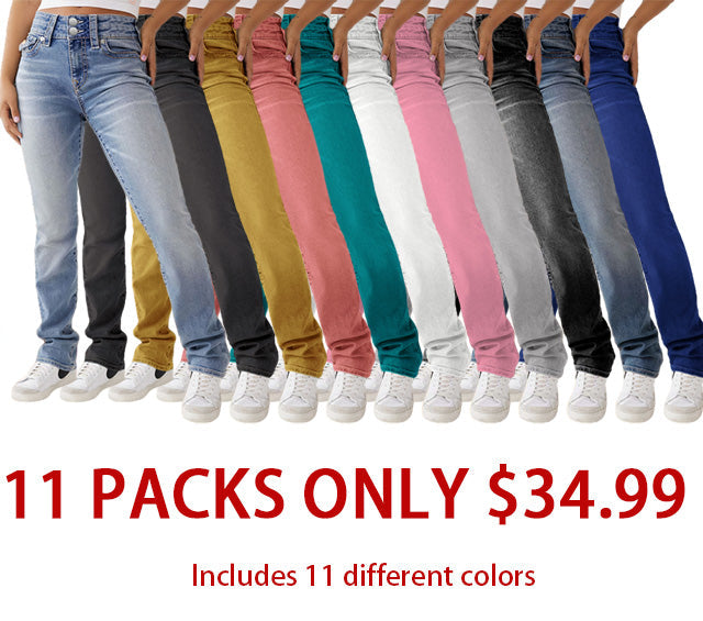 Double Button Mid Waist Straight Leg Jeans
