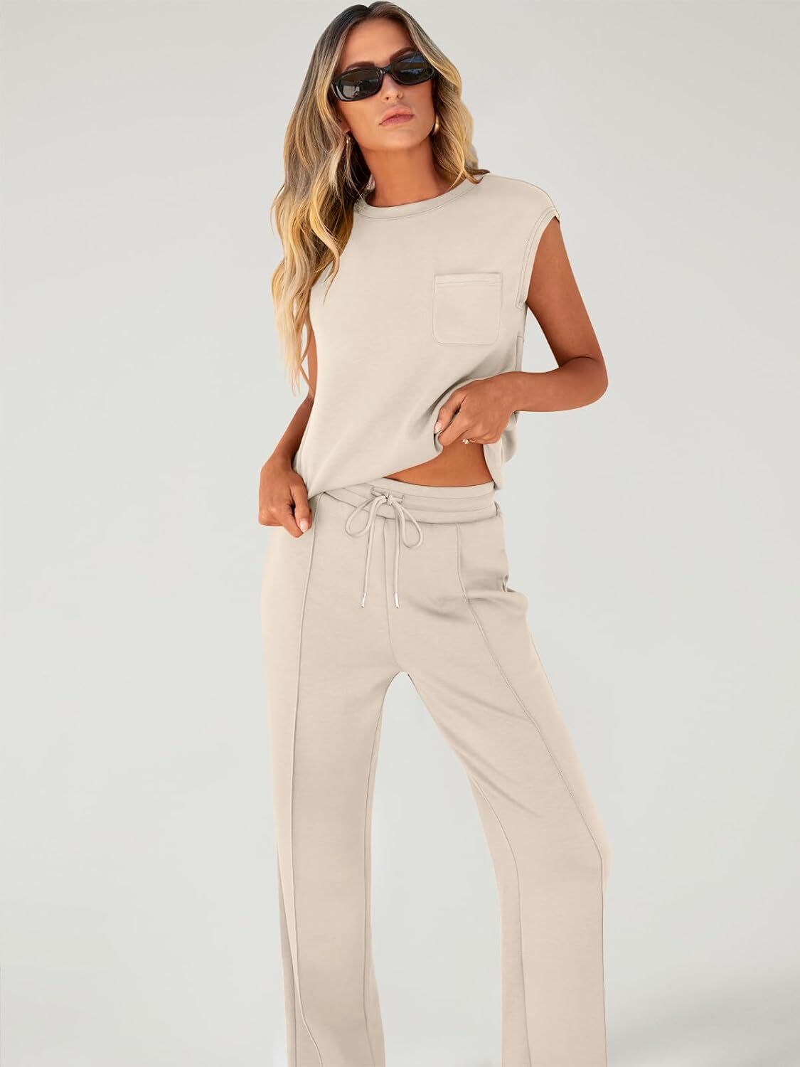🔥Women 2 Piece Set Sleeveless Sweatsuit Tracksuit