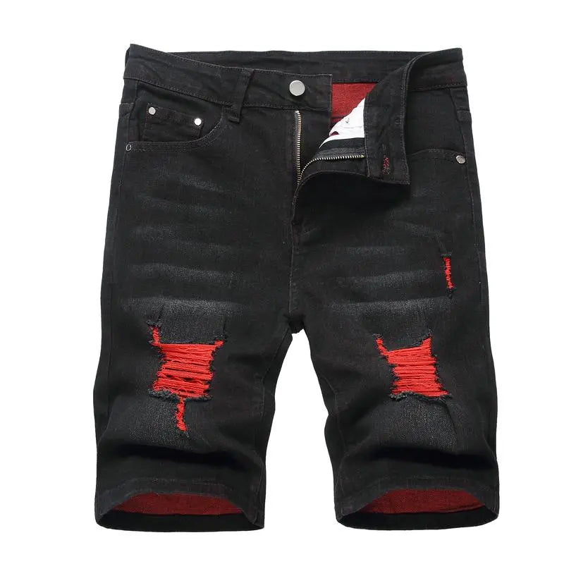 Men's Stretch Ripped Denim Cotton Comfort Shorts.