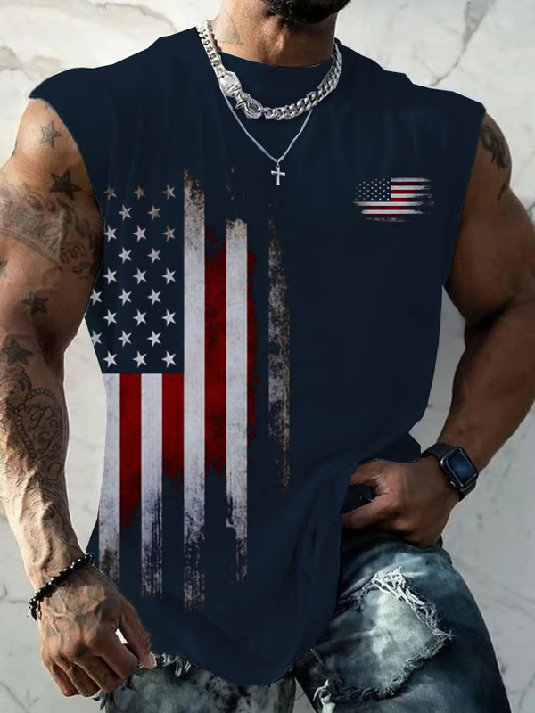 Independence Day Clearance⚡ -Men's Vintage Flag Print Tank Top
