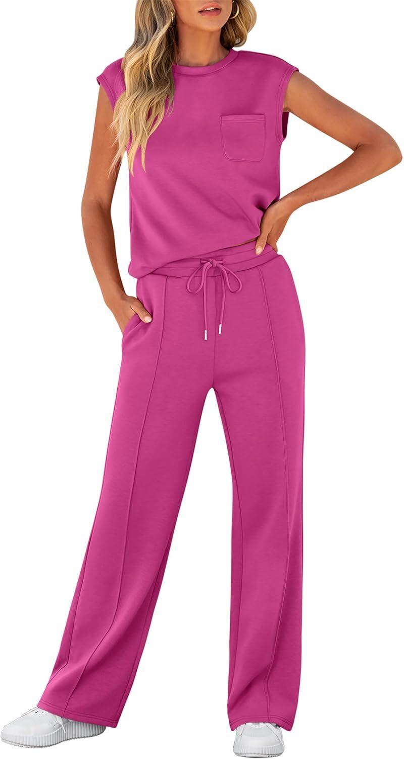 🔥Women 2 Piece Set Sleeveless Sweatsuit Tracksuit