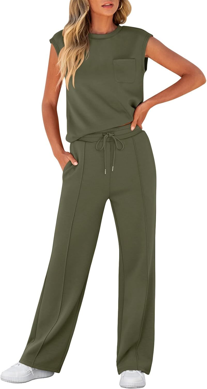 🔥Women 2 Piece Set Sleeveless Sweatsuit Tracksuit